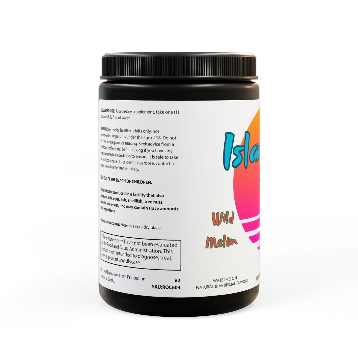BCAA Supplement, Watermelon (325g, 11.46oz, 45 servings) IslandVibe Wellness - Wild Melon