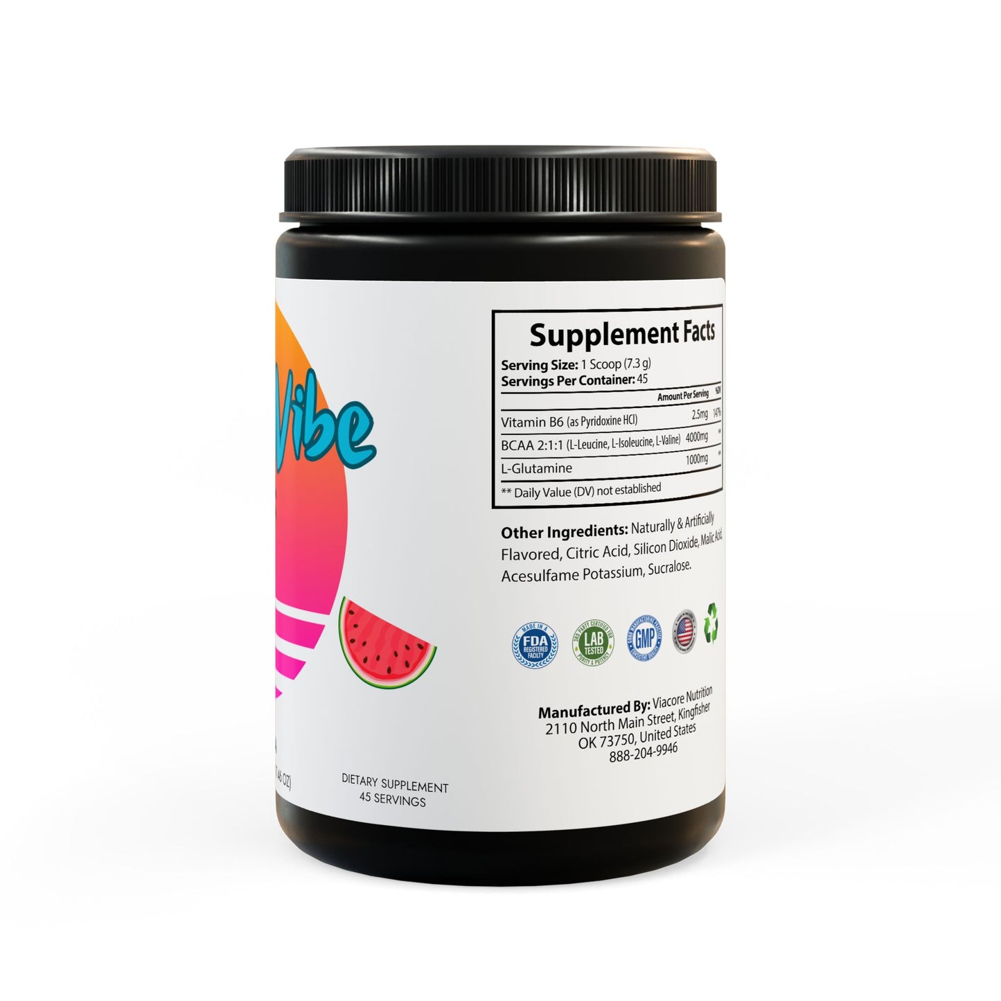 BCAA Supplement, Watermelon (325g, 11.46oz, 45 servings) IslandVibe Wellness - Wild Melon