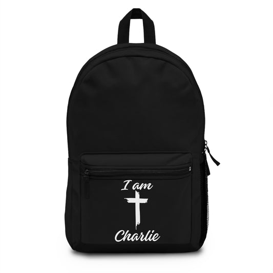 I am Charlie Kirk Tribute Backpack with Cross | Christian Conservative Bag